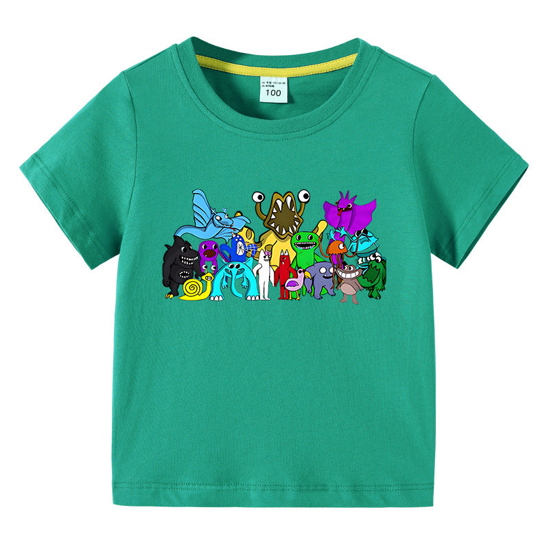 Children's summer clothing short sleeved T-shirt for boys and girls