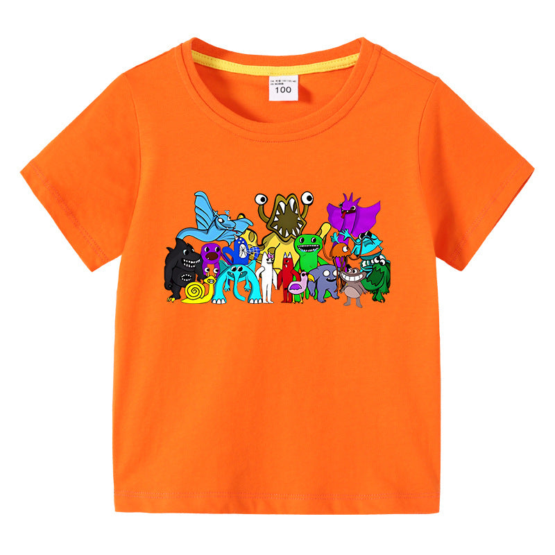 Children's summer clothing short sleeved T-shirt for boys and girls