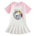 Cartoon half sleeved girl dress with contrasting colors