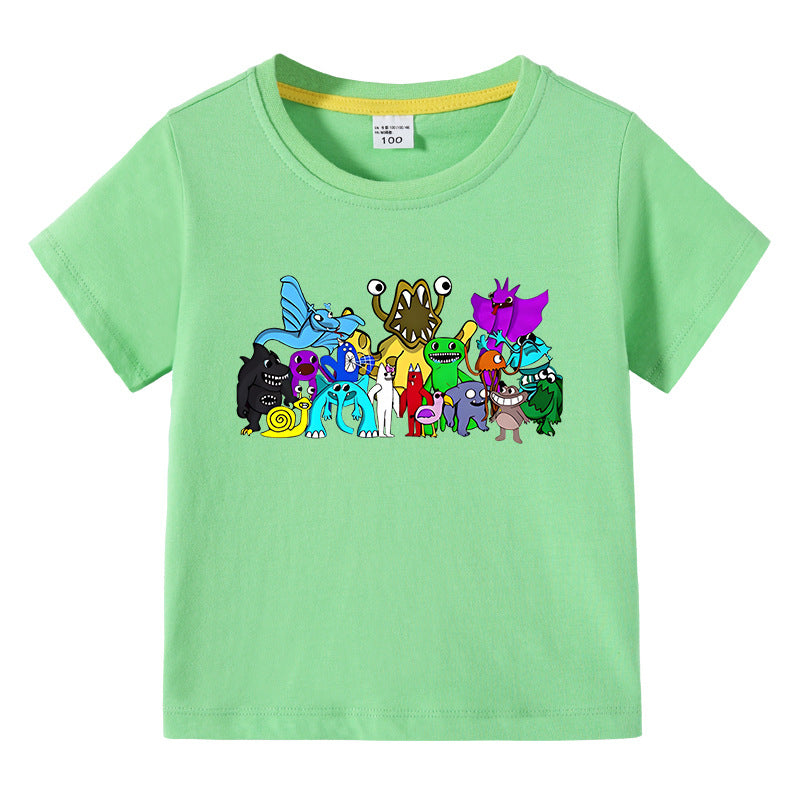 Children's summer clothing short sleeved T-shirt for boys and girls
