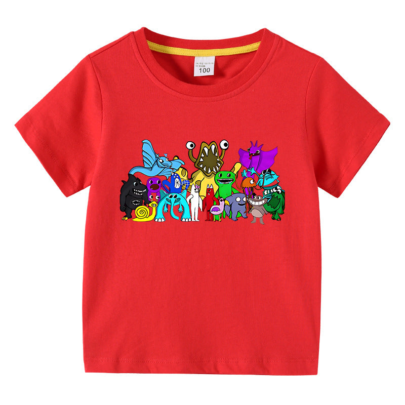 Children's summer clothing short sleeved T-shirt for boys and girls